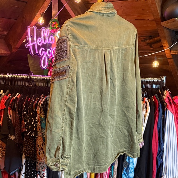Free People Khaki Utility Jacket with Patch - Picture 5 of 5
